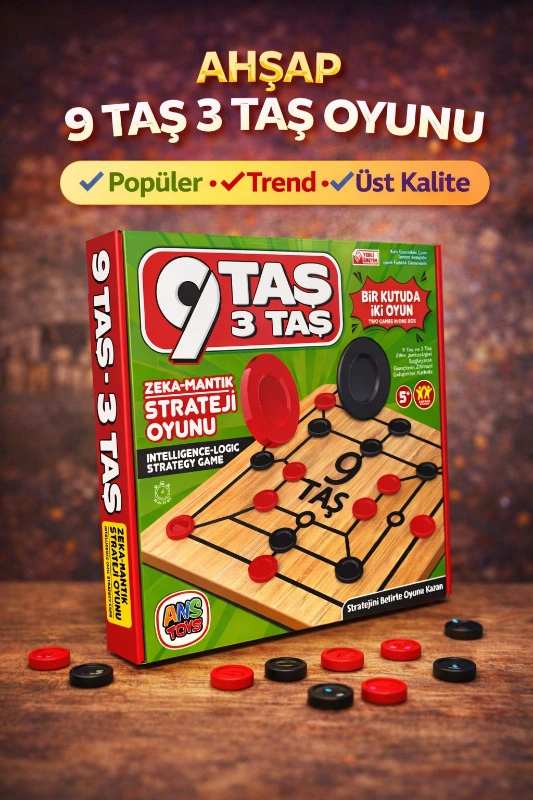 ANSTOYS AHŞAP 9TAŞ OYUNU